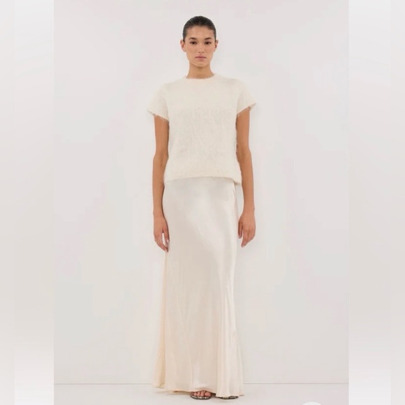 SOLD Dissh Champagne Satin Maxi Skirt - Picture 4 of 10